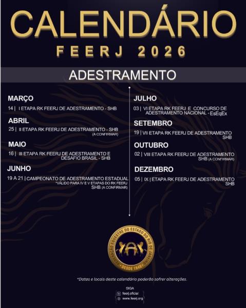 CALEND�RIO ADESTRAMENTO 2026